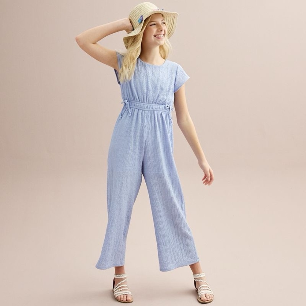 {Three Pink Hearts} Short Sleeve Tie Waist Jumper